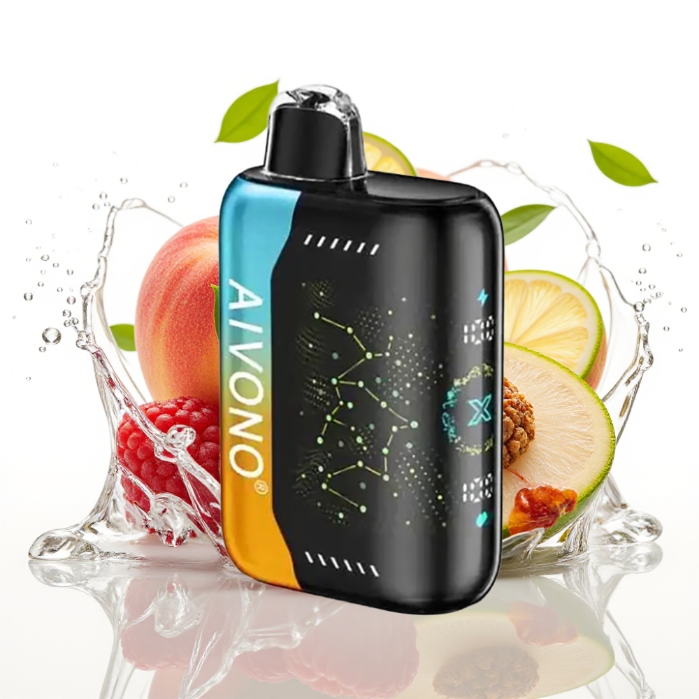 Aivono Aim Boom 25000 Puffs Förbrukningsbar Vape Hallon Persika Lime 650mAh