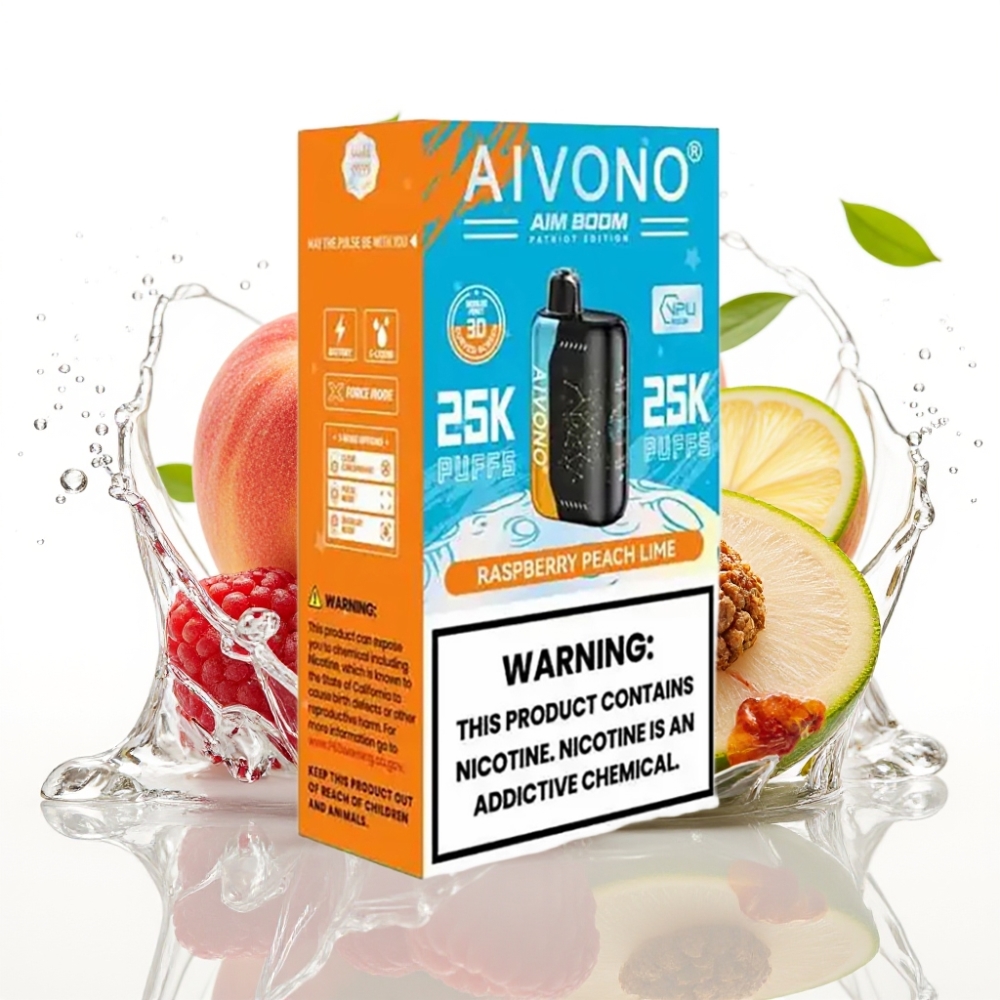 Aivono Aim Boom 25000 Puffs Förbrukningsbar Vape Hallon Persika Lime 650mAh