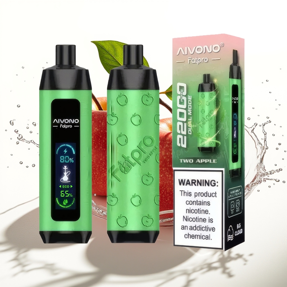 Aivono Aim Fatpro 22000 Puffs Disposable Vape Två Äpple och 28ml E-liquid