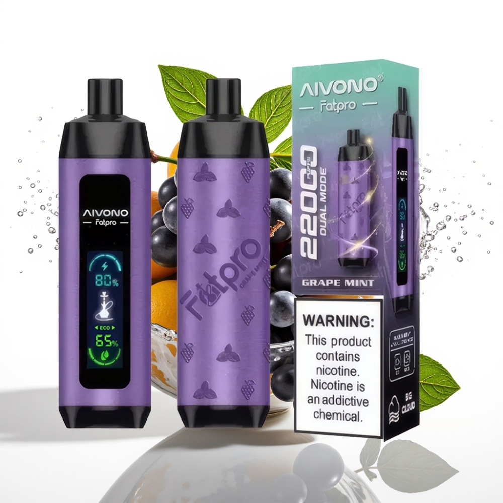 Aivono Aim Fatpro 22000 Puffs Engångsvape Druva Mynta 28ml 5% Nikotin