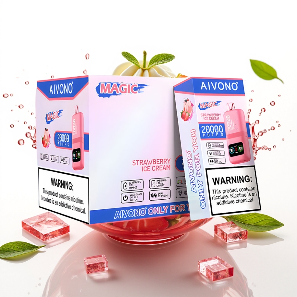 Aivono Aim Magic 20000 Puffs Disposable Vape jordgubb glass med LCD-display