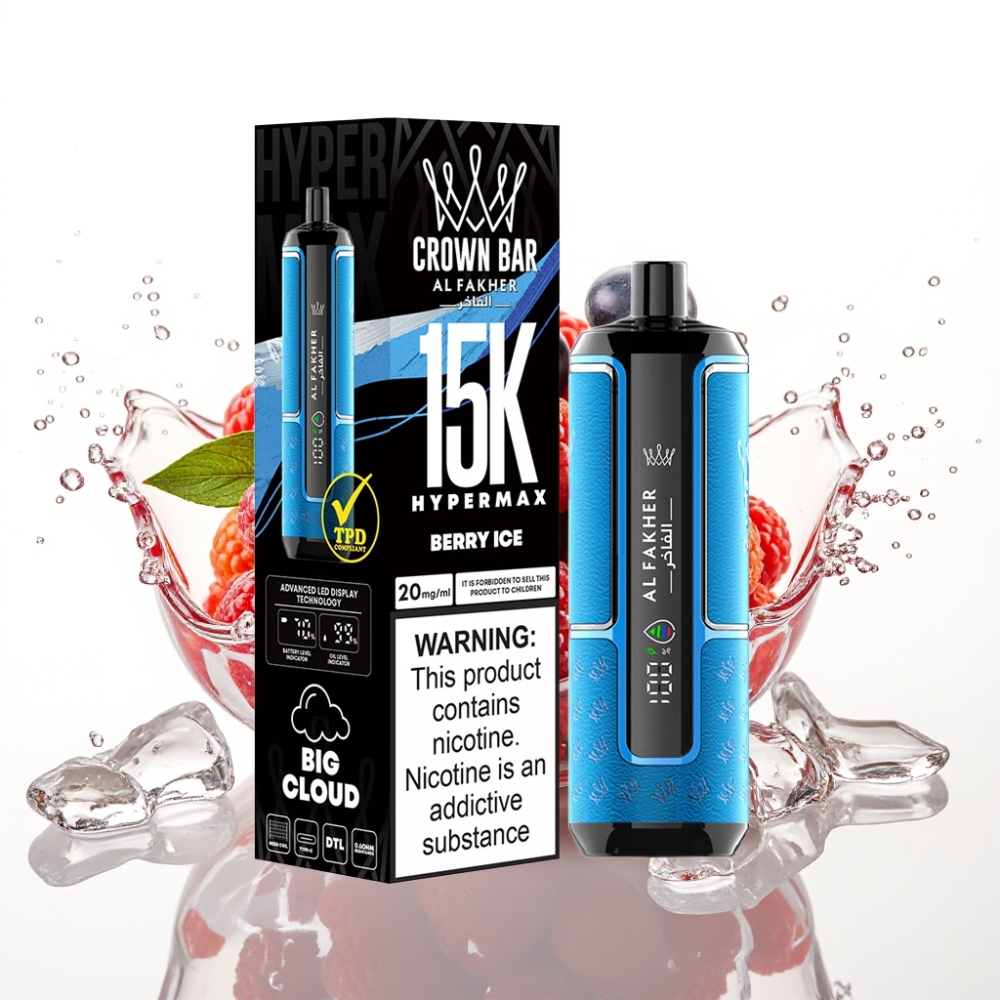 Al Fakher Crown Bar 15K Hypermax Engångs Vape Kit Bär Is med 22ml E-vätska & 600mAh Batteri