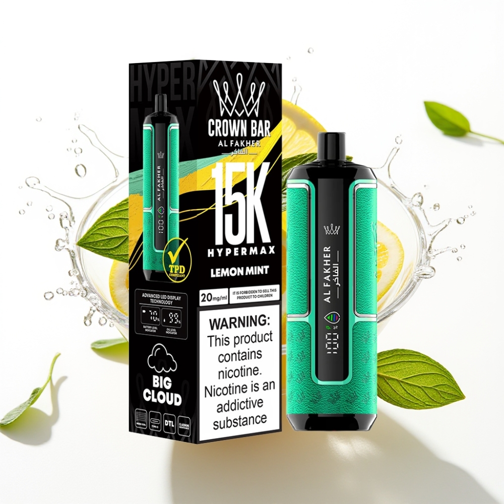 Al Fakher Crown Bar 15K Hypermax Engångs Vape Kit Citron Mynta 22ml 600mAh