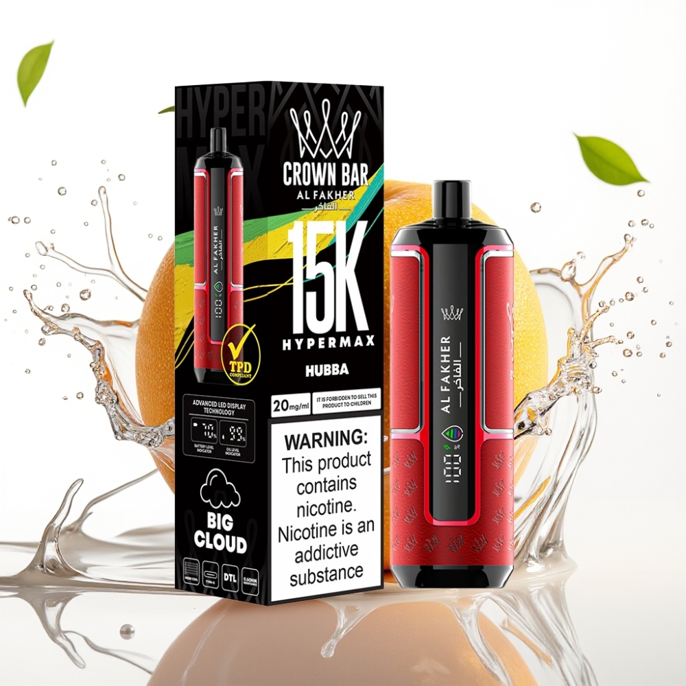 Al Fakher Crown Bar 15K Hypermax Engångs Vape Kit Hubba med 22ml och 15 000 puffar