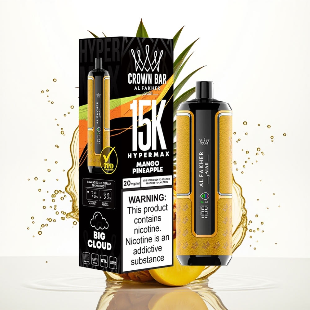 Al Fakher Crown Bar 15K Hypermax Engångs Vape Kit Mango Ananas 22ml 600mAh