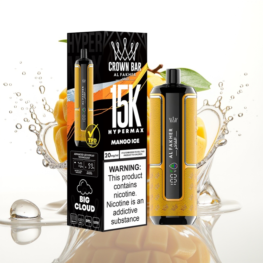 Al Fakher Crown Bar 15K Hypermax Engångs Vape Kit Mango Is Al Fakher Crown Bar 15K Hypermax Engångs Vape Kit 22ml