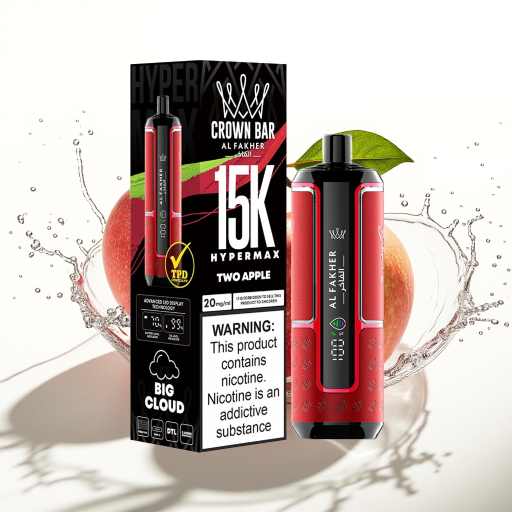 Al Fakher Crown Bar 15K Hypermax Engångs Vape Kit Två Äpple 22ml 600mAh