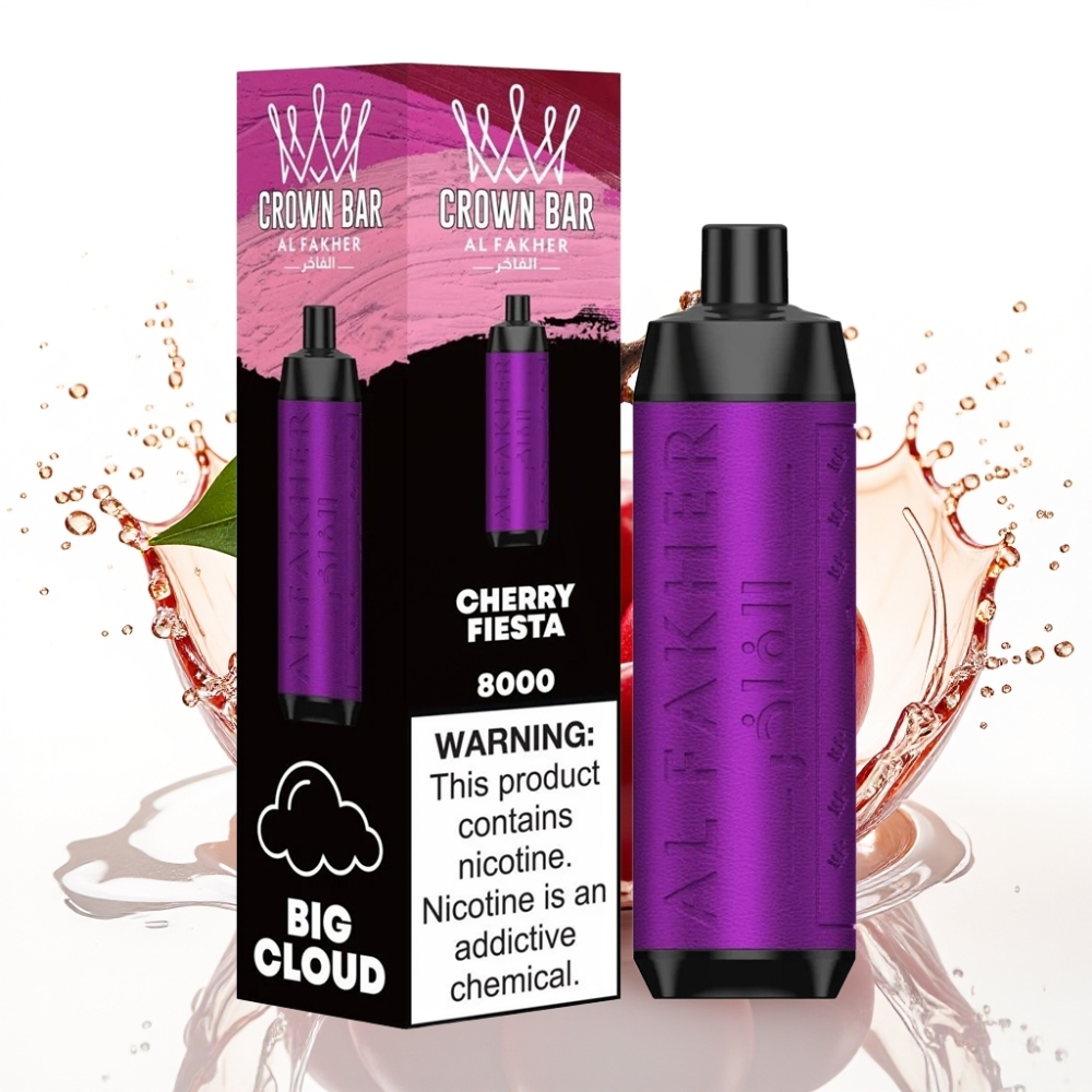 Al Fakher Crown Bar 8000 Crystal Disposable Vape Körsbärsfest