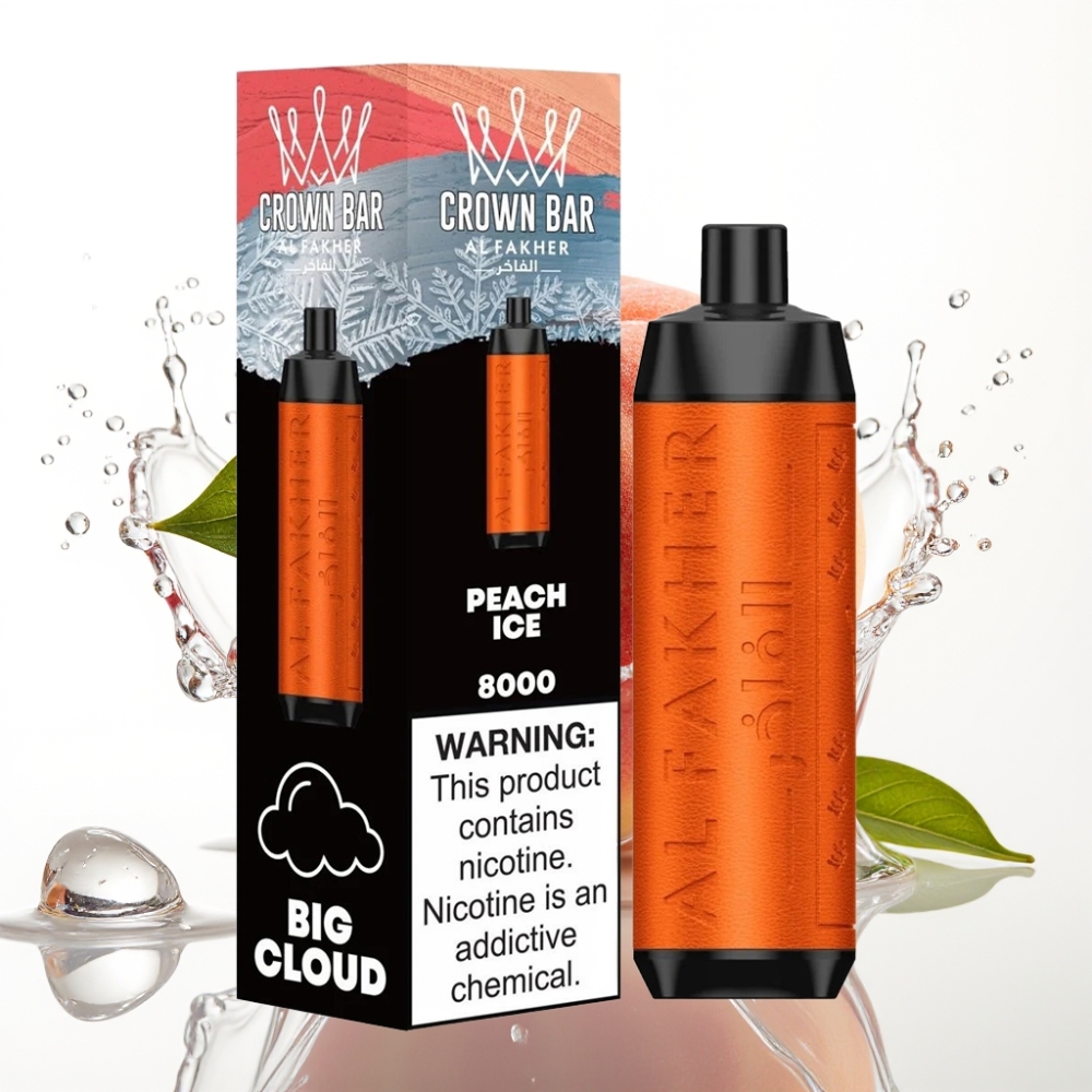 Al Fakher Crown Bar 8000 Crystal Disposable Vape Persika Is med 18ml e-Liquid
