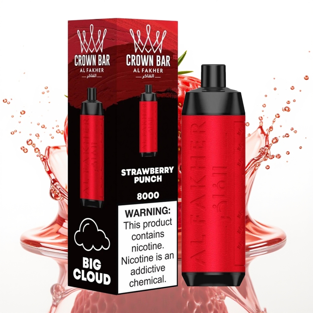 Al Fakher Crown Bar 8000 Crystal Engångsvape Jordgubbs-Punch med 18ml e-Liquid
