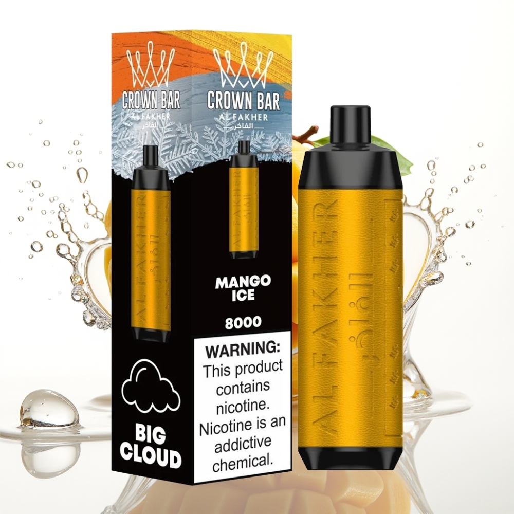 Al Fakher Crown Bar 8000 Crystal Engångsvape Mango Is med 18ml E-vätska och 5mg Nikotin