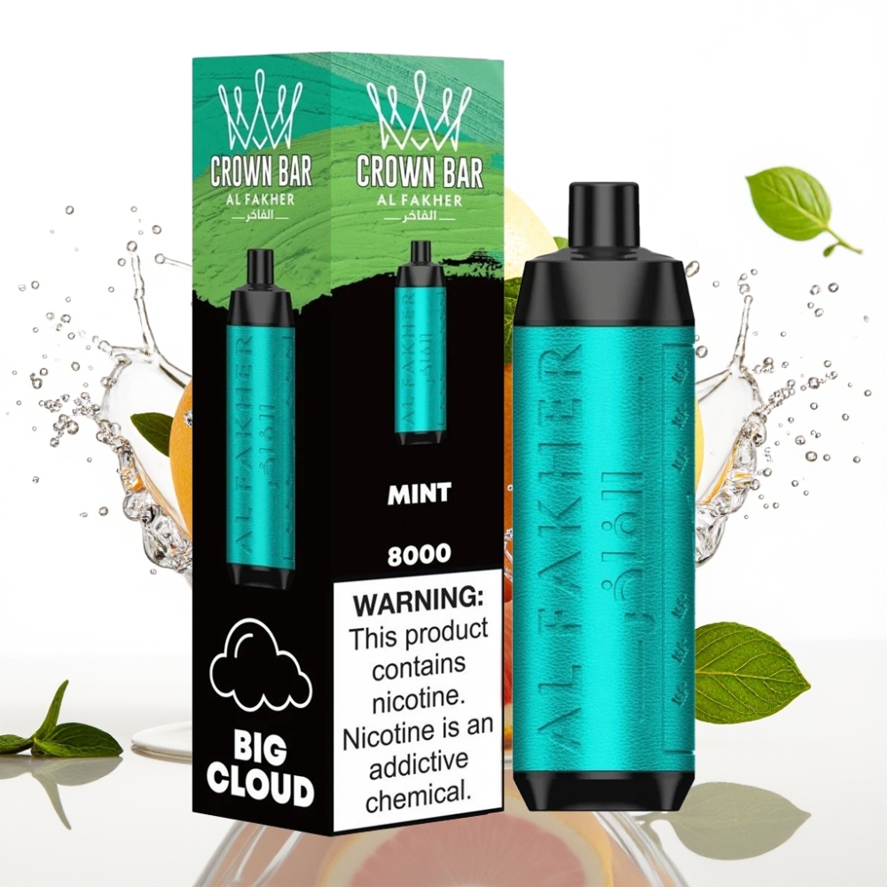 Al Fakher Crown Bar 8000 Crystal Engångsvape Mynta med 18ml e-Liquid och 600mah Batteri