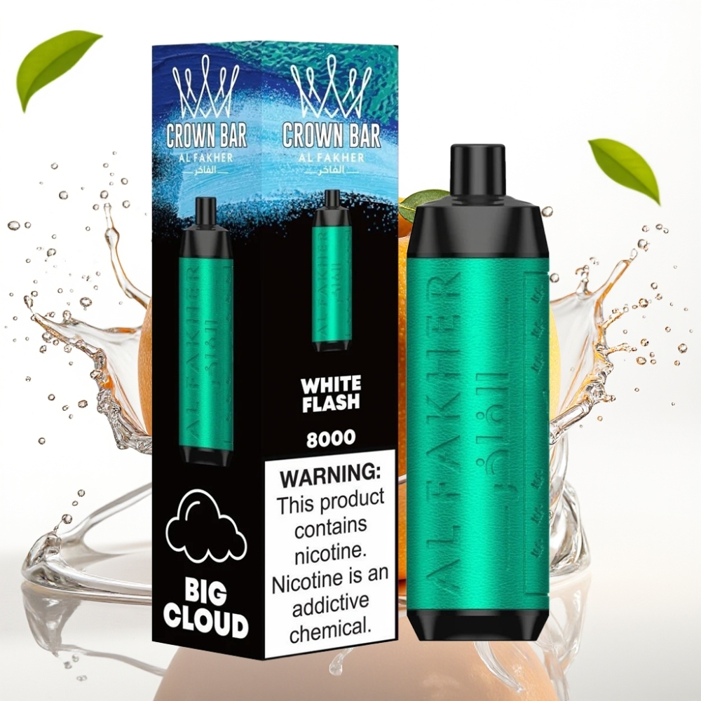 Al Fakher Crown Bar 8000 Crystal Engångsvape Vit Blink med 18ml e-Liquid och 8000 puffar