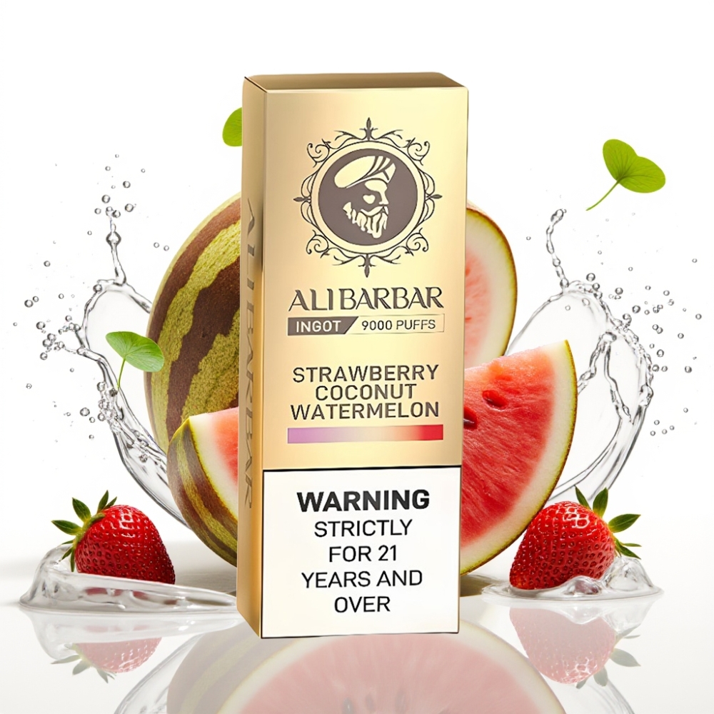 Alibarbar Ingot 9000 Puffs Engångsvape Jordgubb Kokos Vattenmelon 22ml 2350mAh