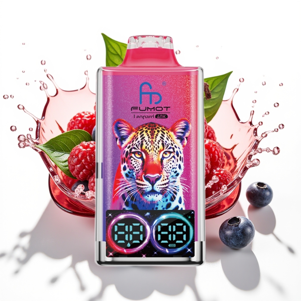 Fumot Leopard 40K Puffs Disposable Vape Blåbär Körsbär Tranbär 5% Nicotine Dual Mesh