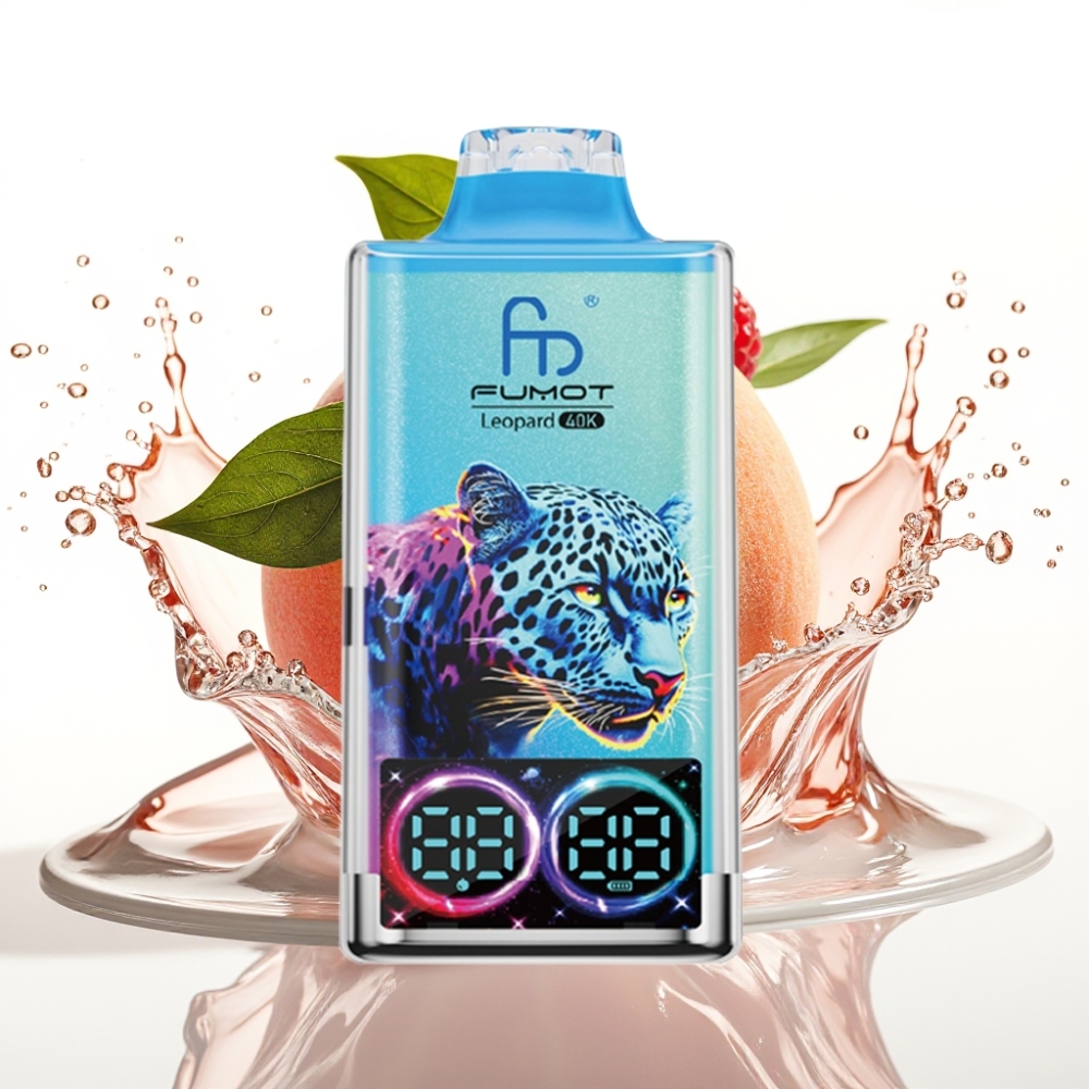 Fumot Leopard 40K Puffs Disposable Vape Persika Bär Dual Mesh 5% Nicotine