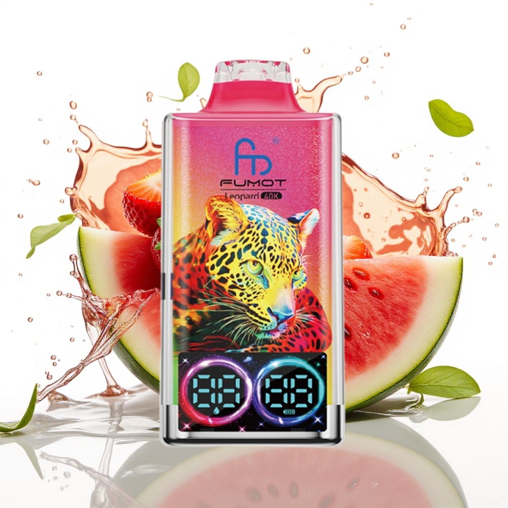 Fumot Leopard 40K Puffs Engångs-Vape Jordgubb Vattenmelon 5% Nicotine Dual Mesh