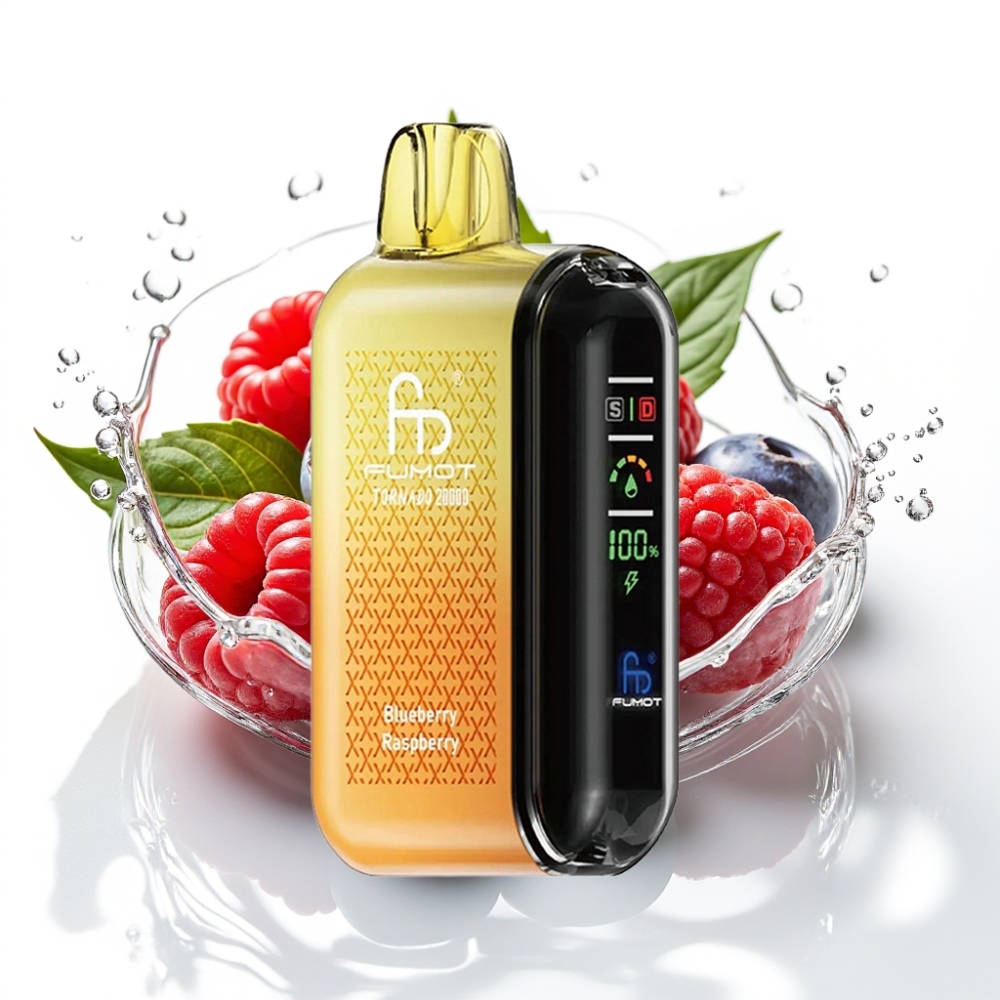 Fumot Tornado 20000 Puffs Disposable Vape Blåbär Hallon med Dual Mesh Coil