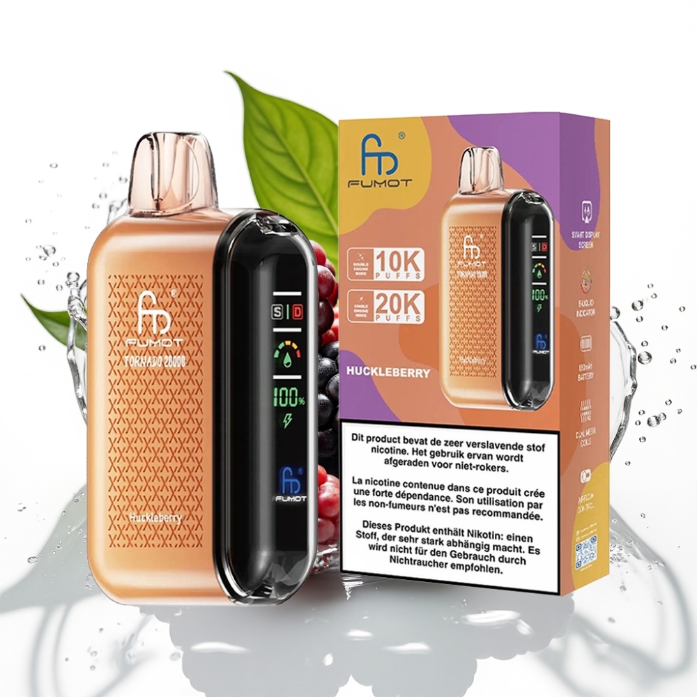 Fumot Tornado 20000 Puffs Disposable Vape Blåbär med Dual Mesh Coil och 20ml E-liquid