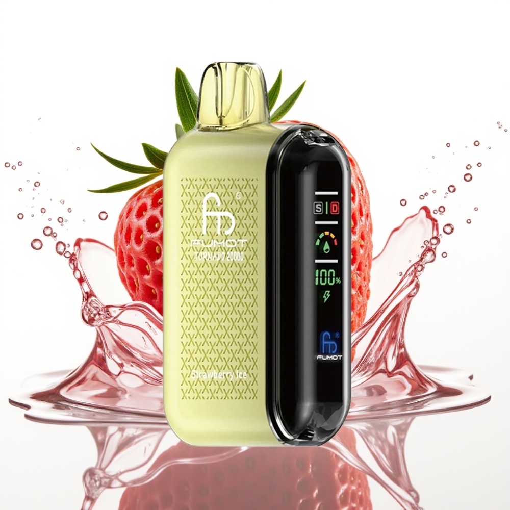 Fumot Tornado 20000 Puffs Disposable Vape Jordgubb Is med Smart Display