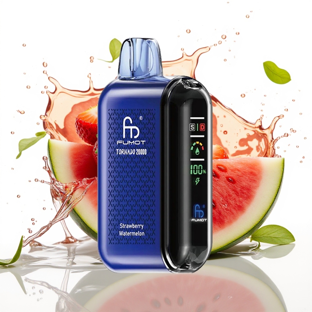 Fumot Tornado 20000 Puffs Disposable Vape Jordgubb Vattenmelon med Dual Mesh Coil