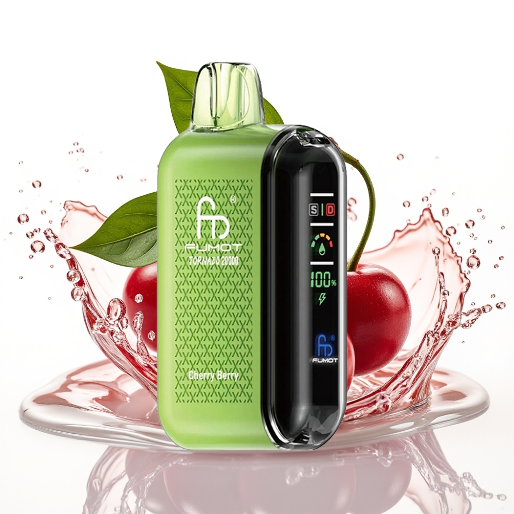 Fumot Tornado 20000 Puffs Disposable Vape Körsbär & Bär Dual Mesh Coil Smart Display