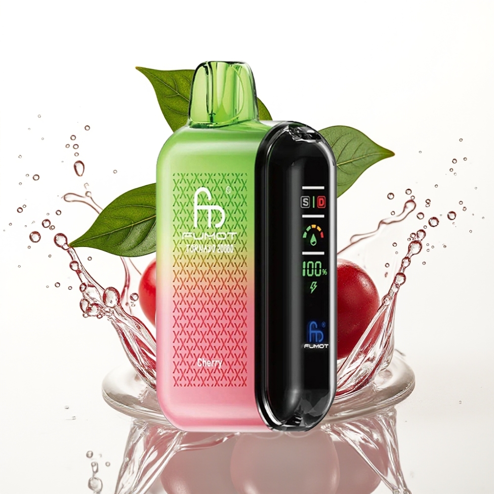 Fumot Tornado 20000 Puffs Disposable Vape Körsbär med Smart Display