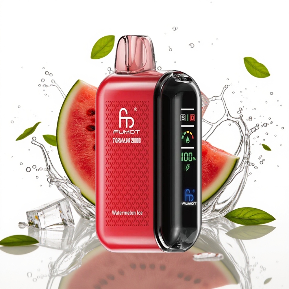 Fumot Tornado 20000 Puffs Disposable Vape Vattenmelon Is med Dual Mesh Coil och Smart Display