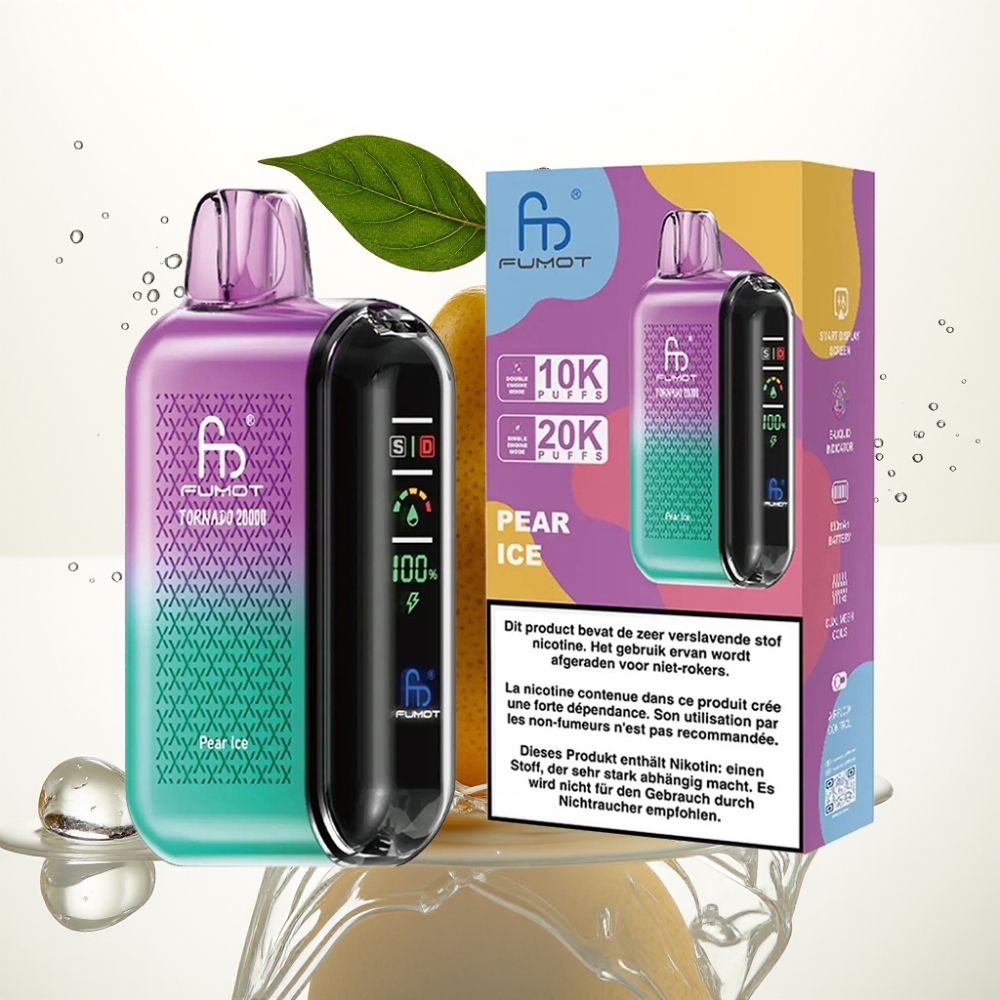 Fumot Tornado 20000 Puffs Engångs Vape Päron Is med Dual Mesh Coil
