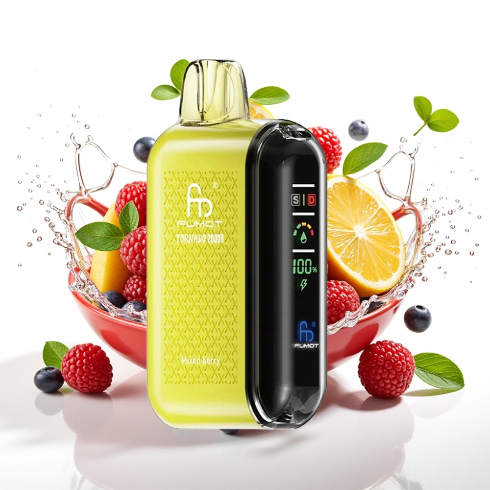 Fumot Tornado 20000 Puffs Engångs-vape Blandade Bär med Smart Display och Dual Mesh Coil