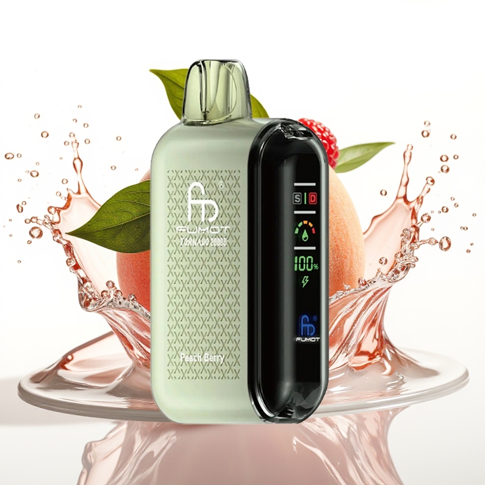 Fumot Tornado 20000 Puffs Engångs-vape Persika Bär med Smart Display