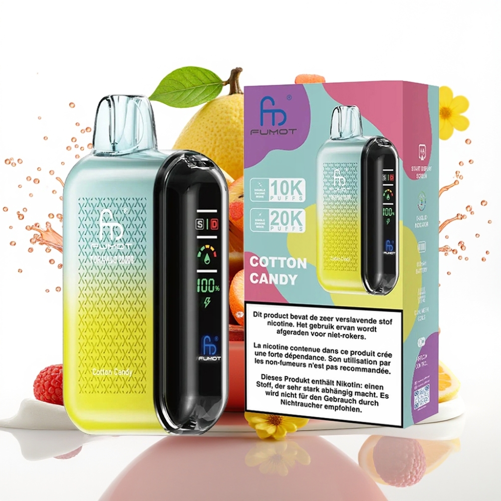 Fumot Tornado 20000 Puffs Engångsvape Bomullsgodis med Smart Display