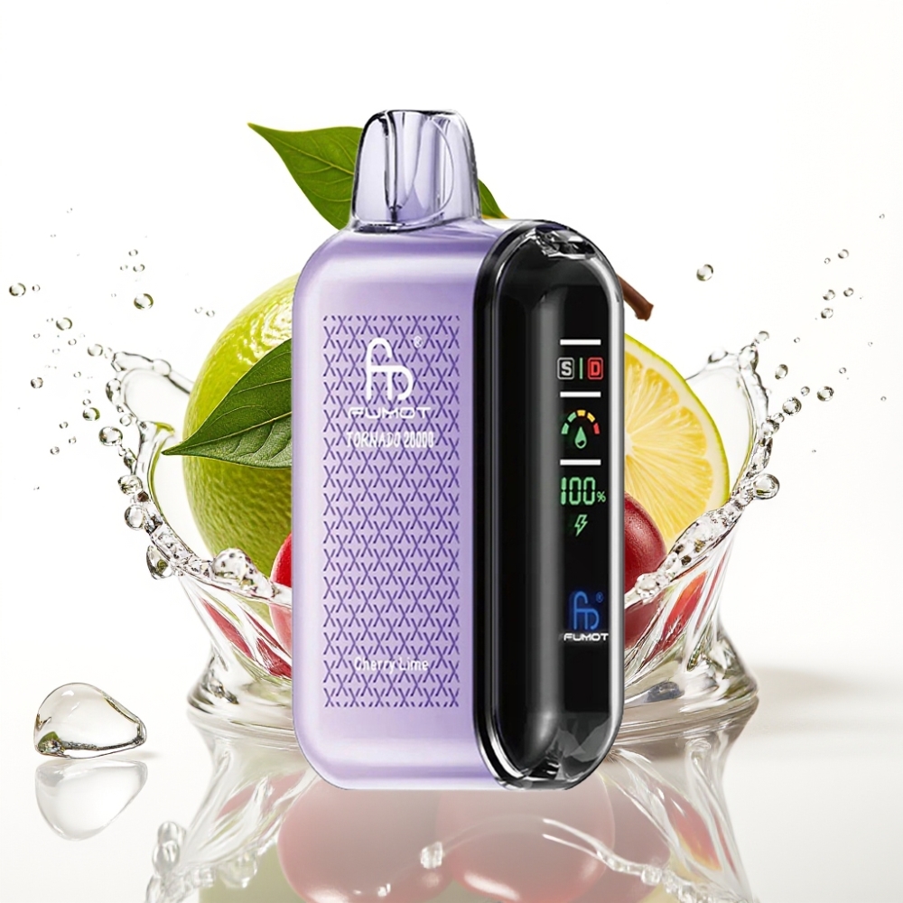 Fumot Tornado 20000 Puffs Engångsvape Körsbär Lime med Smart Display