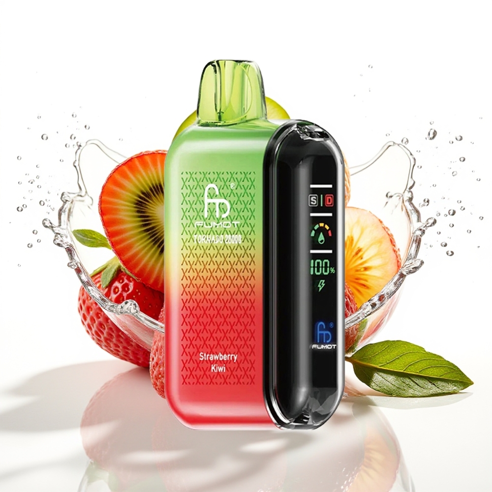 Fumot Tornado 20000 Puffs Förbrukningsbar Vape Jordgubb Kiwi 20ml Smart Display