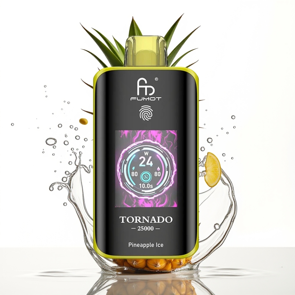 Fumot Tornado 25000 Puffs Ananas Is Disposable Vape med HD-skärm & 700mAh Batteri