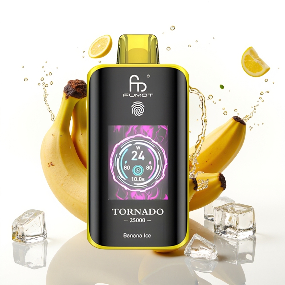 Fumot Tornado 25000 Puffs Disposable Vape Bananis med HD-skärm och 700mAh batteri