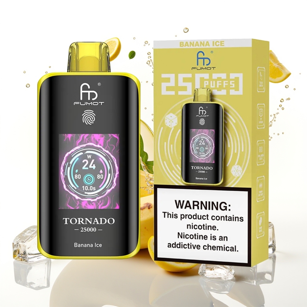 Fumot Tornado 25000 Puffs Disposable Vape Bananis med HD-skärm och 700mAh batteri