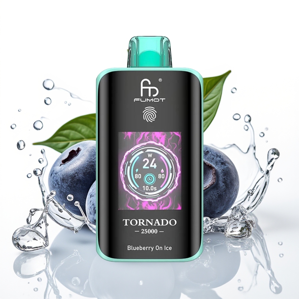 Fumot Tornado 25000 Puffs Disposable Vape Blåbär På Is med HD-skärm & 700mAh Batteri