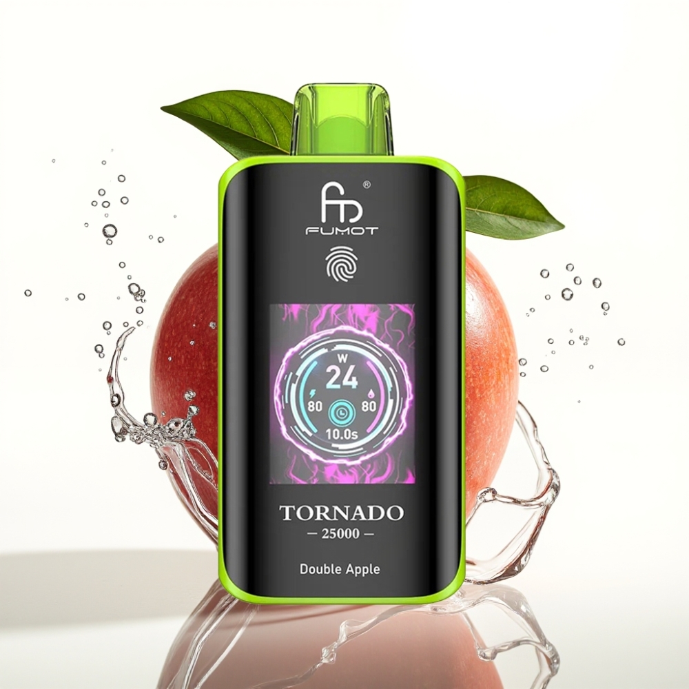 Fumot Tornado 25000 Puffs Disposable Vape Dubbel Äpple med HD-skärm & 700mAh Batteri