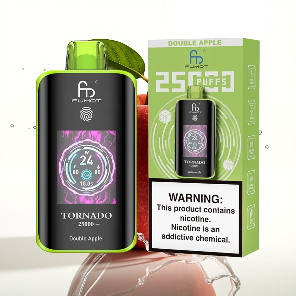 Fumot Tornado 25000 Puffs Disposable Vape Dubbel Äpple med HD-skärm & 700mAh Batteri