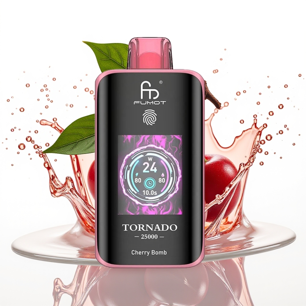 Fumot Tornado 25000 Puffs Disposable Vape Körsbärsbomb med HD Skärm