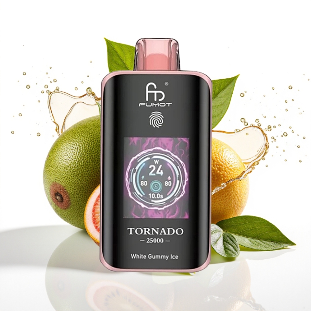 Fumot Tornado 25000 Puffs Disposable Vape Kiwi Passionsfrukt Guava med HD-skärm