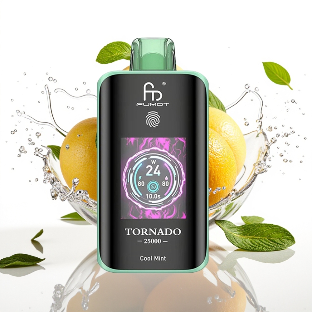 Fumot Tornado 25000 Puffs Disposable Vape Kylmynta med HD Skärm & 700mAh Batteri