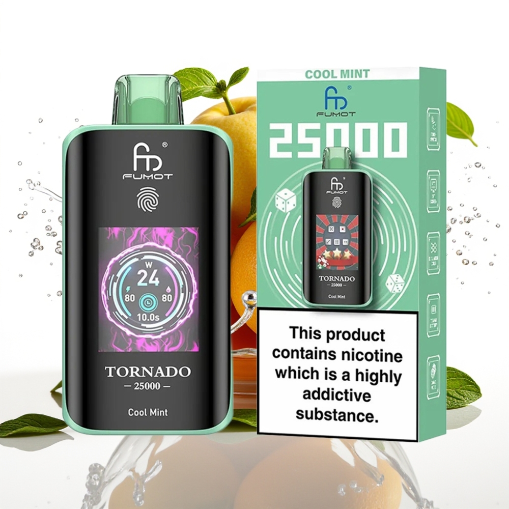 Fumot Tornado 25000 Puffs Disposable Vape Kylmynta med HD Skärm & 700mAh Batteri