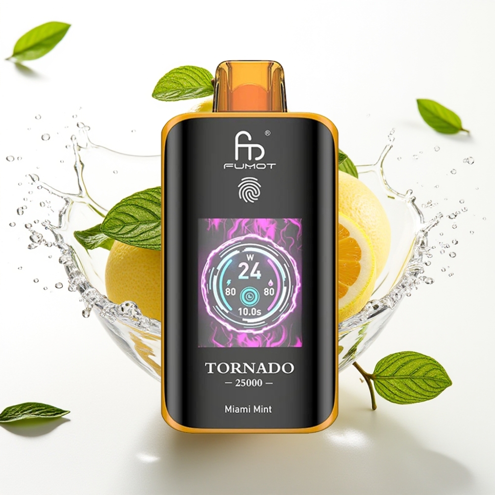 Fumot Tornado 25000 Puffs Disposable Vape Miami Mynta med HD Skärm och 700mAh Batteri
