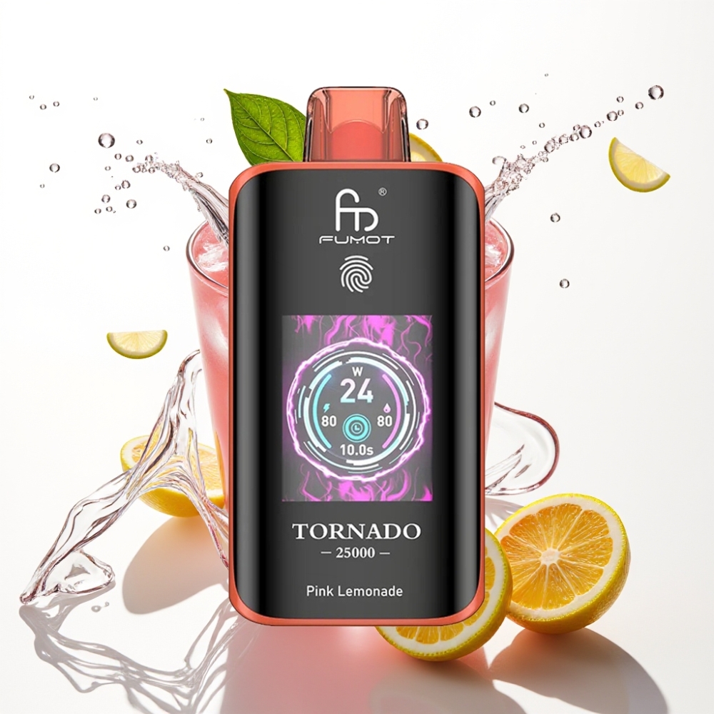 Fumot Tornado 25000 Puffs Disposable Vape Rosa Citron och 20ml E-vätska