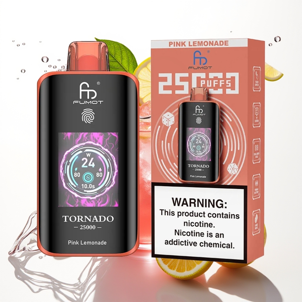 Fumot Tornado 25000 Puffs Disposable Vape Rosa Citron och 20ml E-vätska