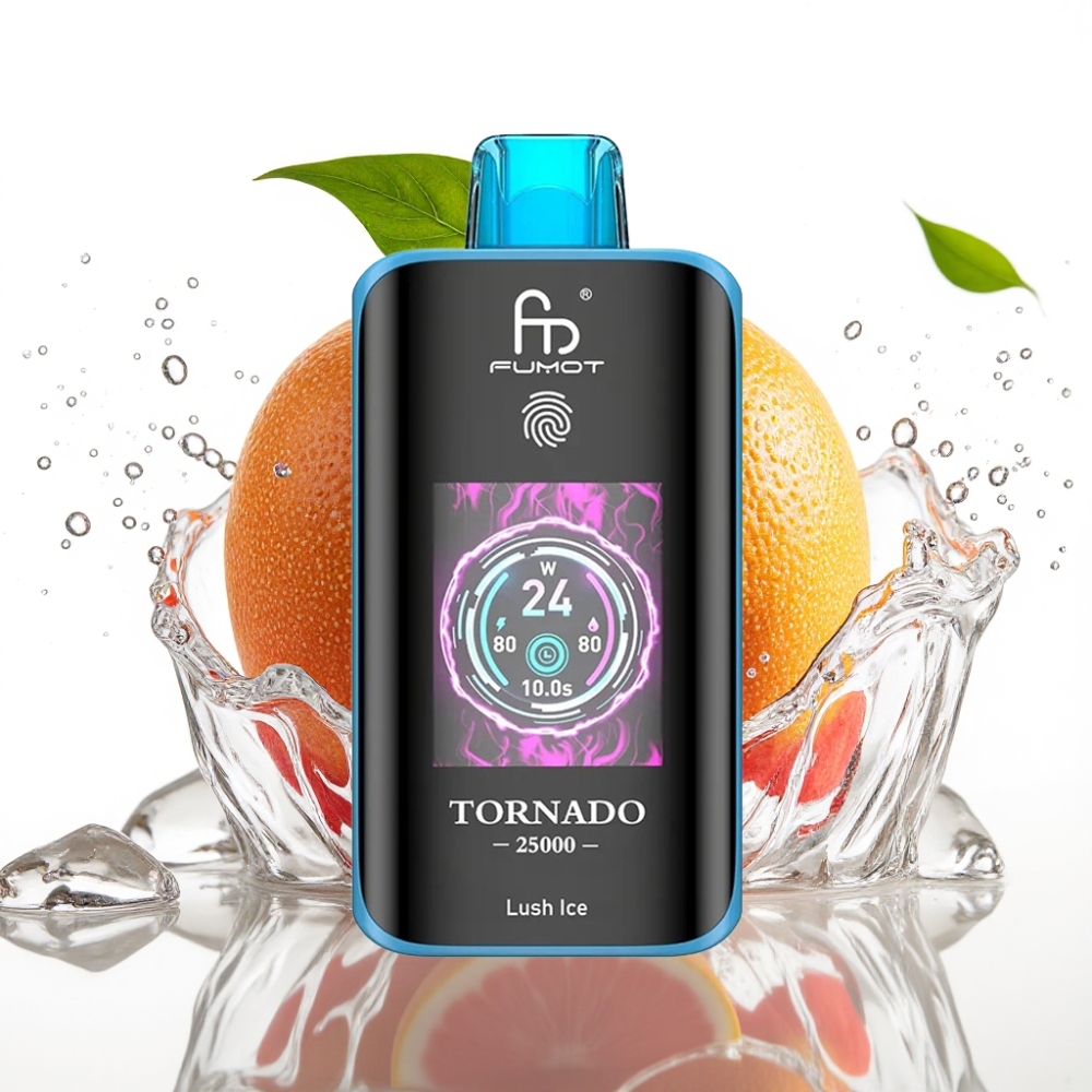 Fumot Tornado 25000 Puffs Disposable Vape Saftig Is med HD-skärm & 700mAh Batteri