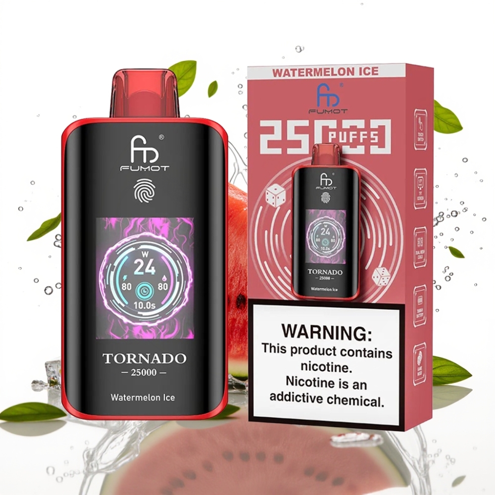 Fumot Tornado 25000 Puffs Disposable Vape Vattenmelonskyla med HD-skärm