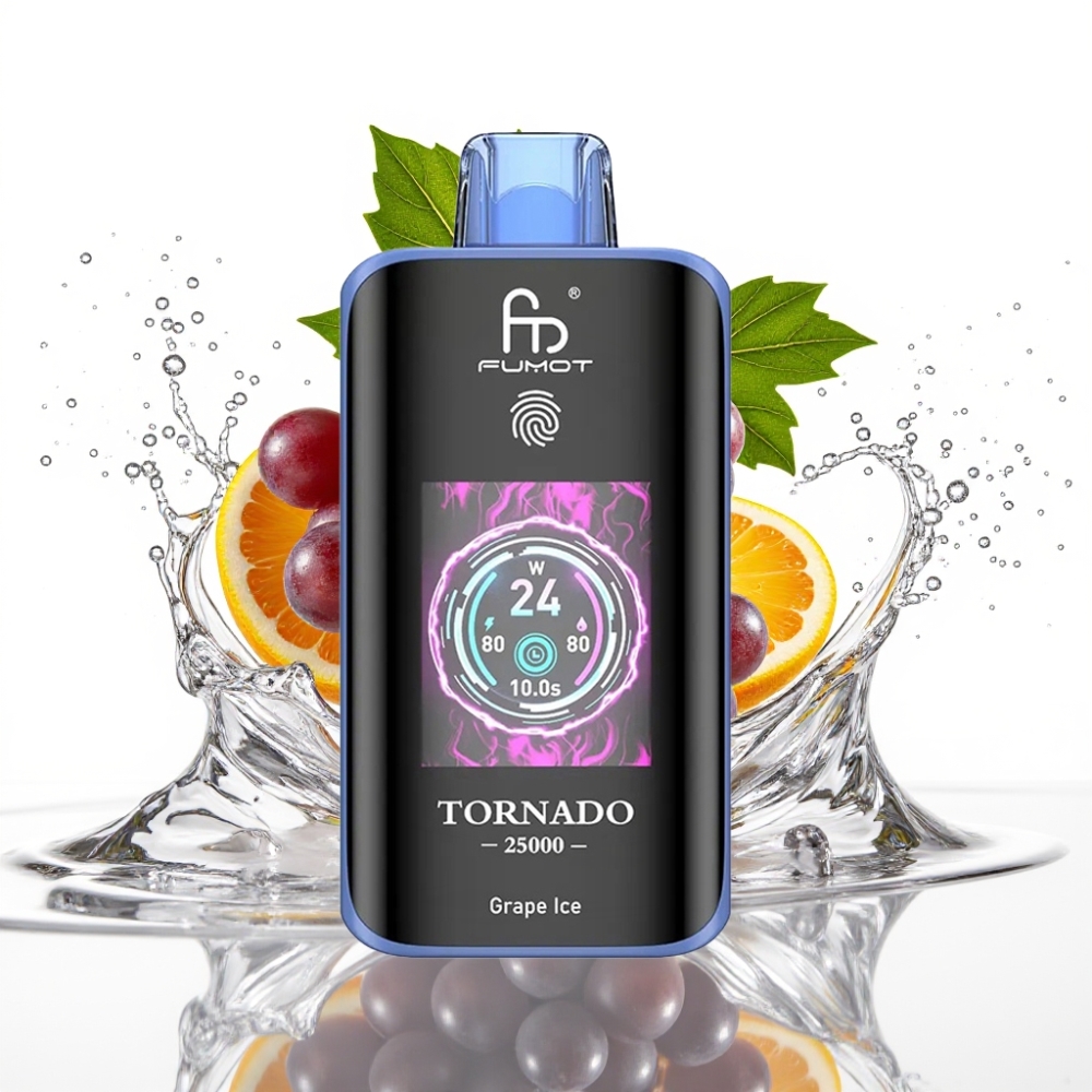 Fumot Tornado 25000 Puffs Disposable Vape Vinisglass HD Skärm & 700mAh Batteri